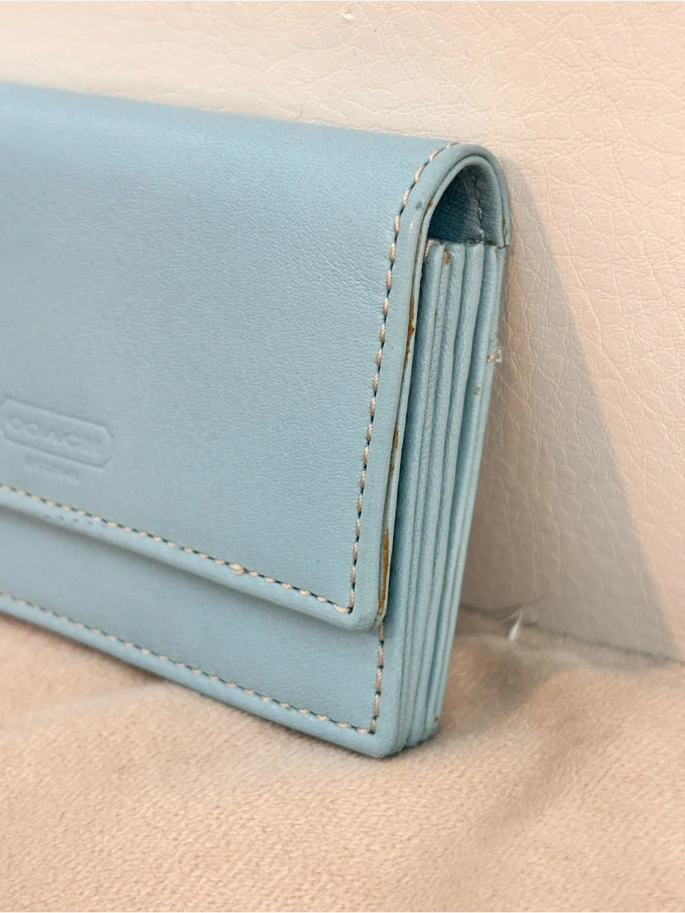 COACH Legacy Light Blue Compact Accordian Wallet NEW